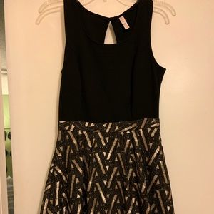 Black and gold mini dress